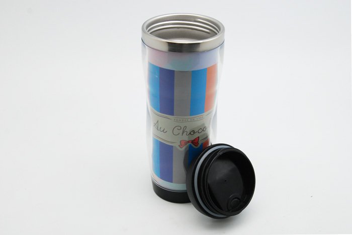 400ml不銹鋼杯-彈蓋式不銹鋼水壺-雙層設計可放客製化卡紙