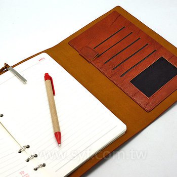 古典木紋工商日誌-三折式金屬夾扣活頁筆記本-可訂製內頁及客製化加印LOGO_5