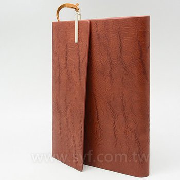 古典木紋工商日誌-三折式金屬夾扣活頁筆記本-可訂製內頁及客製化加印LOGO_1