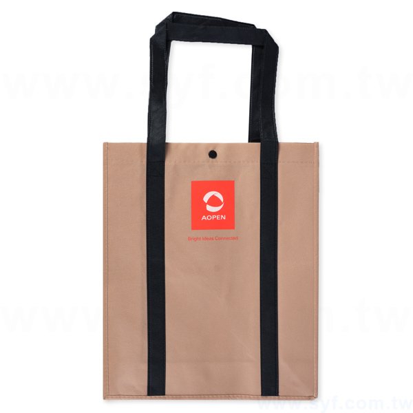 不織布環保購物袋-厚度100G-尺寸W30xH37xD11cm-雙面雙色印刷(塑膠扣)_1