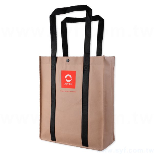 不織布環保購物袋-厚度100G-尺寸W30xH37xD11cm-雙面雙色印刷(塑膠扣)_0