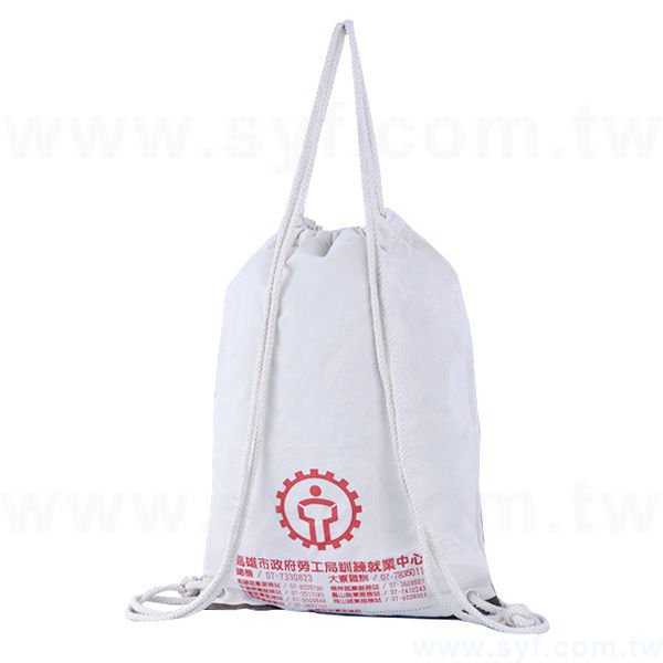 束口袋-三色網版印刷-帆布材質後背束口袋-工廠客製化環保袋-7784-2