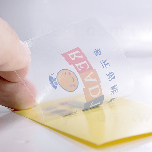 名片型透明貼紙印刷-學校財產標籤防水貼紙製作-客製化印刷可燙金燙銀貼紙-8423-4
