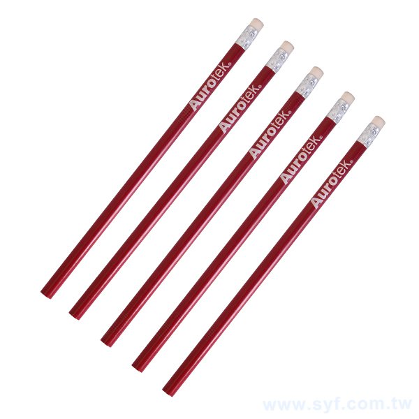 鉛筆-紅色印刷原木環保禮品-橡皮擦頭廣告筆-工廠客製化印刷贈品筆-8556-1