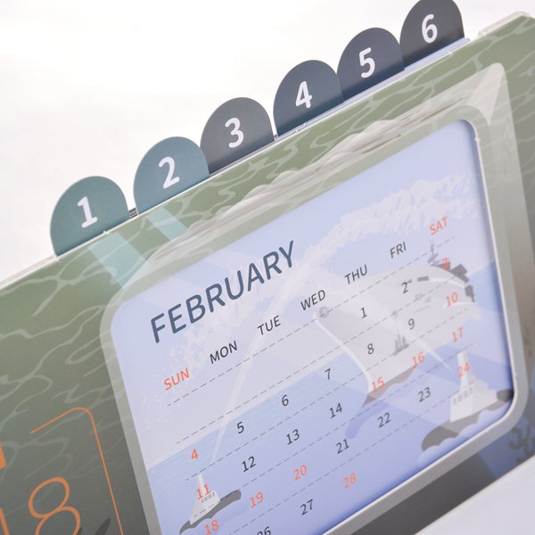 月曆卡座-表面霧膜-立式相框彩色月曆印刷-客製化月曆製作-7674-8
