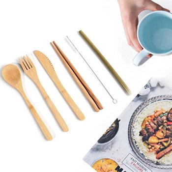 竹木製餐具6件組-筷.叉.匙.刀.吸管.刷子-附帆布套收納袋-掛勾設計_2