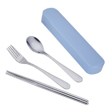 304不鏽鋼餐具3件組-筷.叉.匙-附滑蓋塑膠收納盒_0