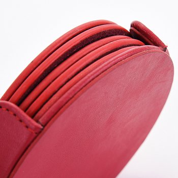 圓型皮革杯墊(紅)-隔熱杯墊壓印/雷雕印刷(一組5個)-可客製化印刷LOGO_3