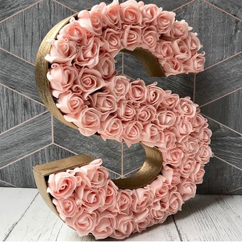 粉色布玫瑰LED字母擺飾-婚禮小物裝飾_2