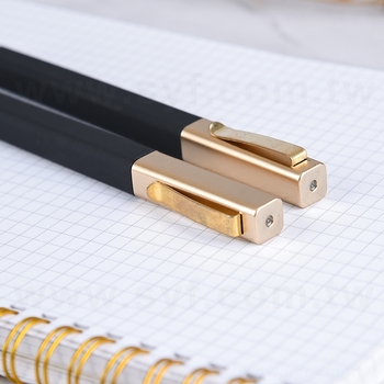 廣告筆-四方霧面噴膠筆管禮品-金色蓋子-單色原子筆-可印LOGO_1