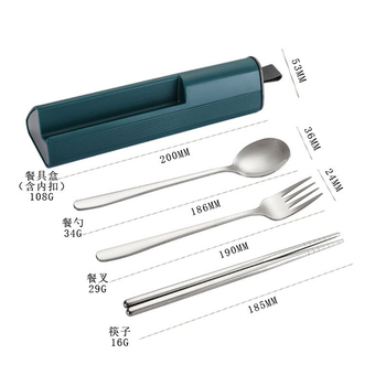 304不鏽鋼餐具3件組-筷.叉.匙-附塑膠收納盒-手機架功能-靜音卡扣.掛勾設計_7