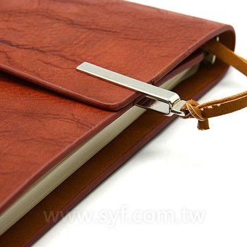 54AA-0061-古典木紋工商日誌-三折式金屬夾扣活頁筆記本-可訂製內頁及客製化加印LOGO