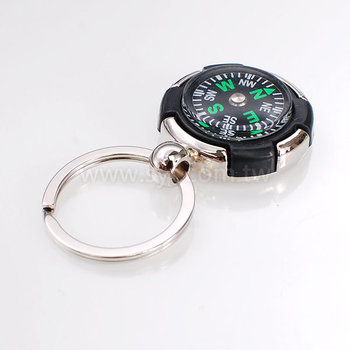 60DB-0001-指南針鑰匙圈-金屬雷射雕刻-可加LOGO客製化印刷
