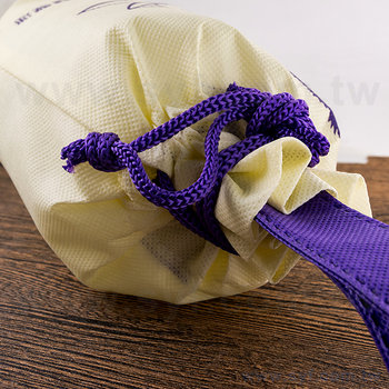56EA-1008-客製化束口袋-單色網版印刷-不織布材質加提袋-製作推薦環保束口包