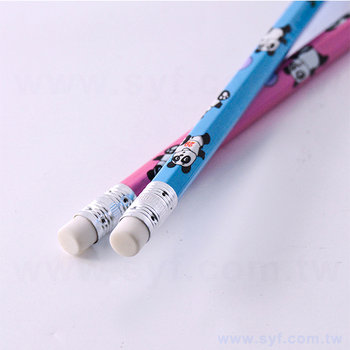 52EA-0019-貓熊圖騰環保鉛筆-六角橡皮擦頭印刷廣告筆-採購批發製作贈品筆