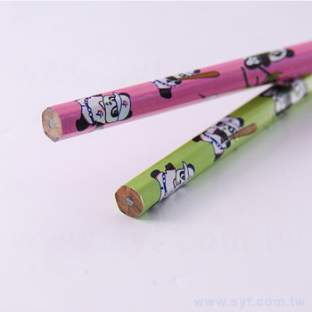 52EA-0018-貓熊圖騰環保鉛筆-六角塗頭印刷廣告筆-採購批發製作贈品筆