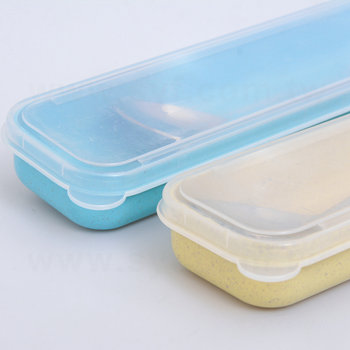 73AA-0010-透明上蓋攜帶式餐盒-不鏽鋼筷勺兩件式環保餐盒-環保餐具餐盒批發