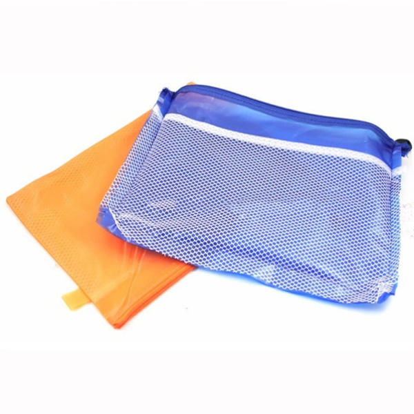 磨砂防水網格PVC拉鍊文件袋-A4-2