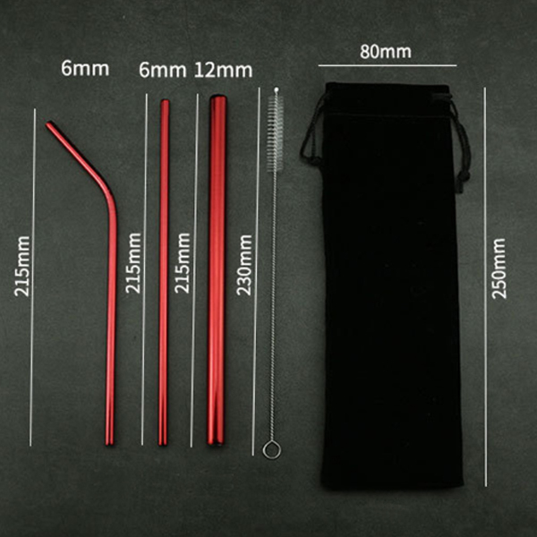 304不銹鋼吸管-4件組-絨布束口袋-2