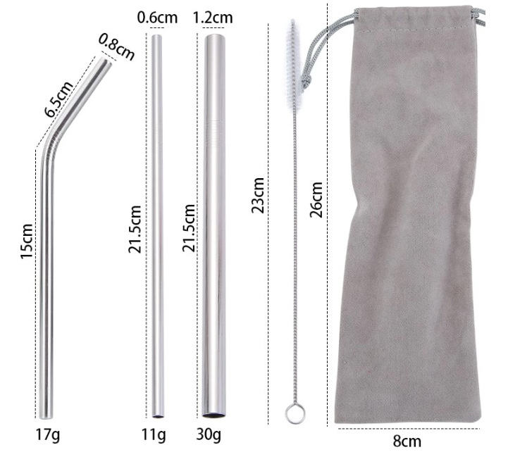 304不銹鋼吸管-5件-絨布束口袋-2