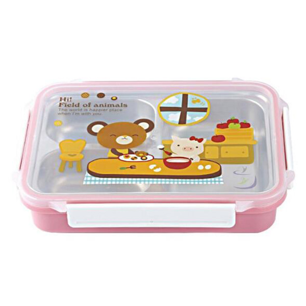 矽膠不鏽鋼兒童餐盒-4格餐盒-2