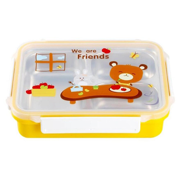 矽膠不鏽鋼兒童餐盒-4格餐盒-1