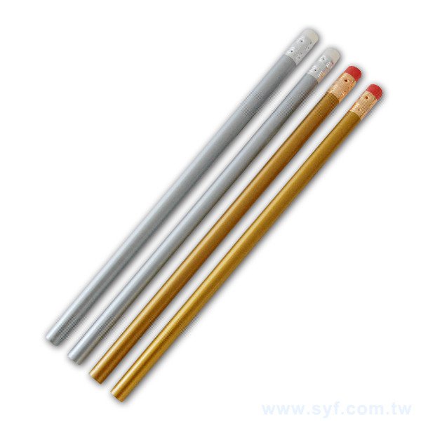 亮眼金銀烤漆鉛筆-橡皮擦頭廣告筆-可客製化加印LOGO-1