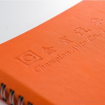 16K活力橘皮革環裝筆記本-烙凹燙印封面線圈記事本-可客製化內頁與LOGO_3