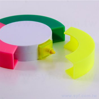 圓形造型三色螢光筆(直徑7cm)-開蓋式螢光筆-可客製化印刷logo_2