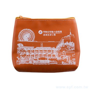 零錢包-PU皮料防水拉鍊袋W13.5xH10.5xD2.5cm-單色網版印刷-可印刷logo_1