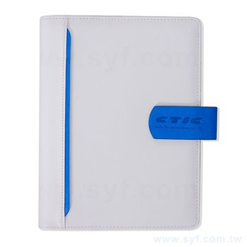 25K素白典雅工商日誌-藍白撞色磁扣活頁筆記本-可訂製內頁及客製化加印LOGO_0