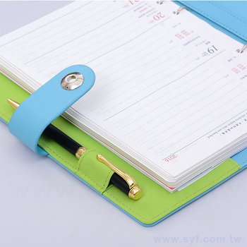 25K簡約十字紋工商日誌-Tiffany藍綠色磁扣活頁筆記本-可訂製內頁及客製化加印LOGO_6
