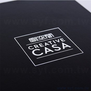 筆記本-尺寸25K黑色柔紋皮精裝-封面燙印+內頁模造紙-客製化記事本_2