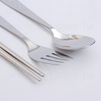 不鏽鋼餐具3件組-筷.叉.匙-附皮套拉鍊收納袋_2