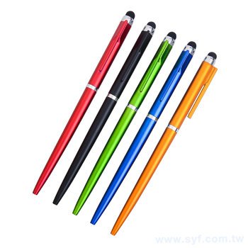 觸控筆-旋轉式觸控兩用原子筆-半金屬單色原子筆-多色可選贈品筆_0