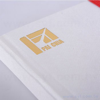 筆記本-A6珠光斜織紙精裝+鬆緊帶-封面燙印-客製化記事本_3