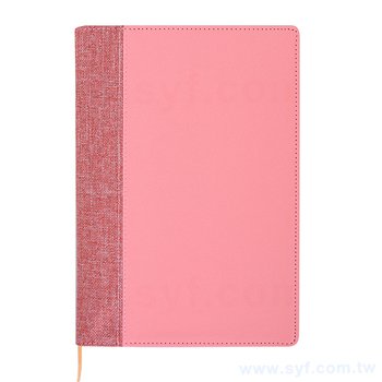 25K雙色拼布精裝工商日誌-翻開式平裝萬用手冊-可客製化內頁及印LOGO-粉色_0