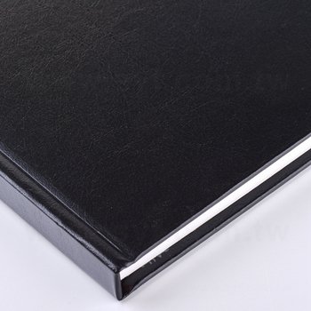筆記本-尺寸16K黑色柔紋皮方背精裝硬殼-燙印封面-客製化記事本_4