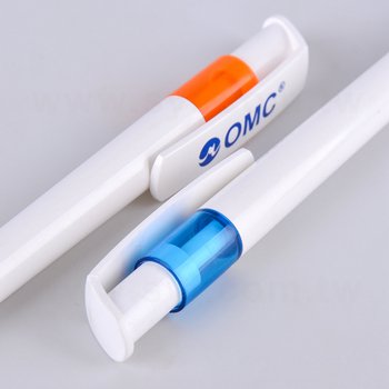 廣告筆-造型白透明桿單色原子筆-二款筆桿可選-工廠客製化印刷贈品筆_3