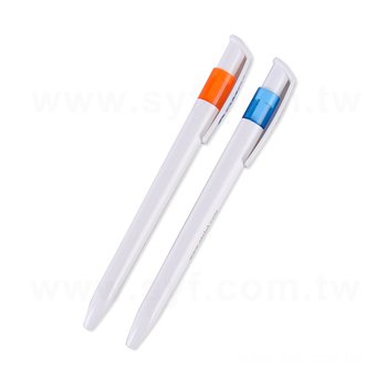 廣告筆-造型白透明桿單色原子筆-二款筆桿可選-工廠客製化印刷贈品筆_1