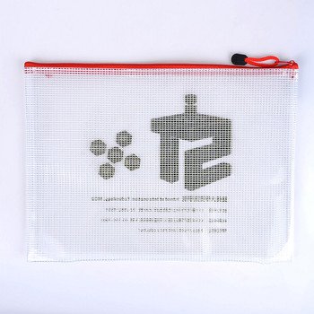 單層拉鍊袋-PVC網格拉鍊材質W34xH24cm-一面網格一面透明PVC印刷_1