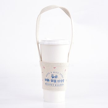 飲料杯套-原色帆布飲料杯套-可客製化印刷LOGO_0