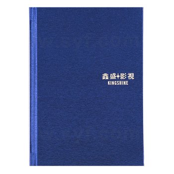筆記本-尺寸25K藍色柔紋皮方背精裝硬殼-封面燙印-客製化記事本_0