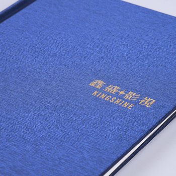 筆記本-尺寸25K藍色柔紋皮方背精裝硬殼-封面燙印-客製化記事本_2