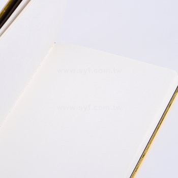 筆記本-尺寸25K金色精裝硬殼+鬆緊帶-封面烙印-內頁模造紙-客製化記事本_2