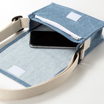 牛仔布書包-小型斜揹書包/拉鍊夾層+染水藍色-單面單色印刷_0