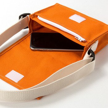 色帆布書包-小型斜揹書包/拉鍊夾層+染橘色-單面單色印刷_0