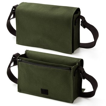 色帆布書包-中型斜揹書包/拉鍊夾層+染軍綠色-單面單色印刷_0
