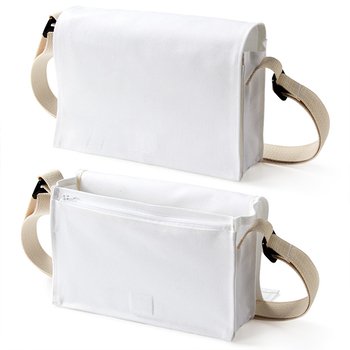 色帆布書包-中型斜揹書包/拉鍊夾層+漂白色-單面單色印刷_0