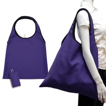 肩揹摺疊環保袋-150D斜紋布/可選色-單面單色印刷購物袋(附小收納袋)_6